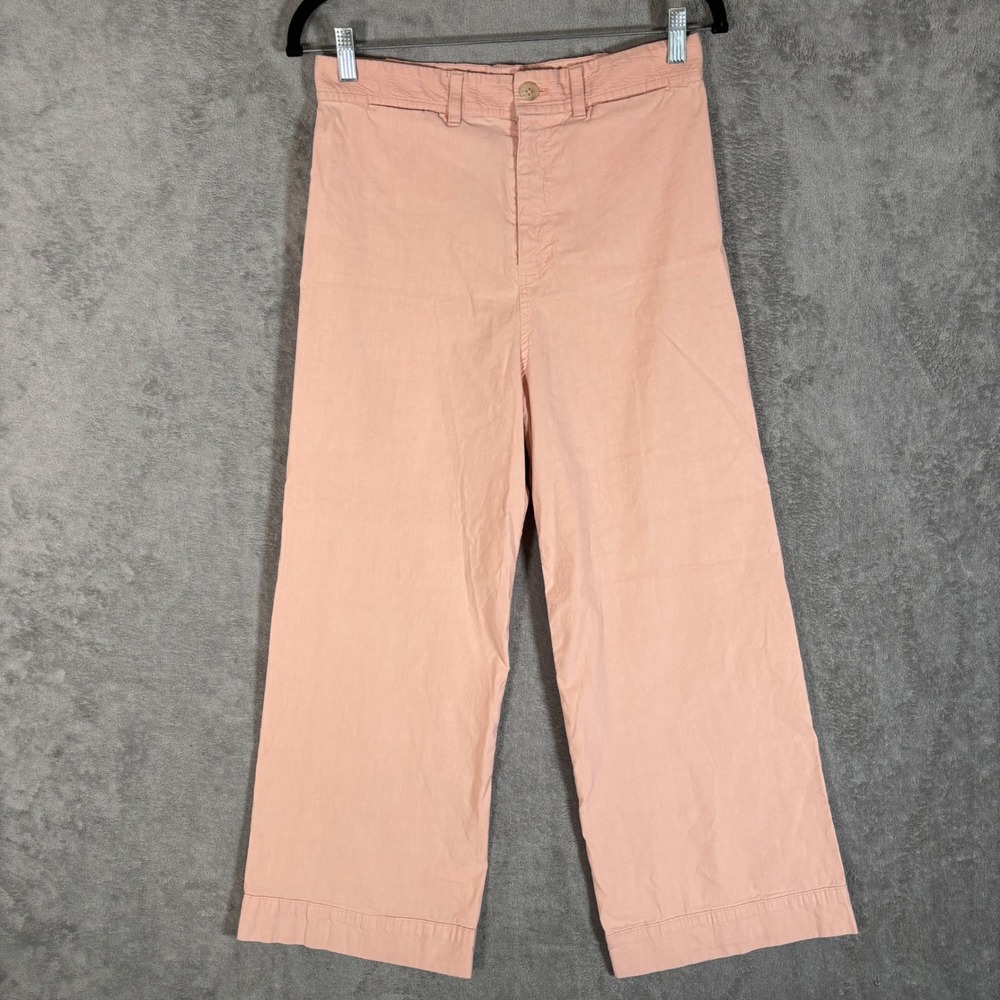 Sea New York Peach Linen Blend High Rise Wide Leg Cropped Pants Size 8 Bohemian